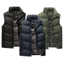 Men's Winter Warm Down Quilted Vest Body Sleeveless Padded Jacket Coat Outwear