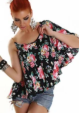 2012 Women's Asymmetrical One Shoulder Floral Blouse