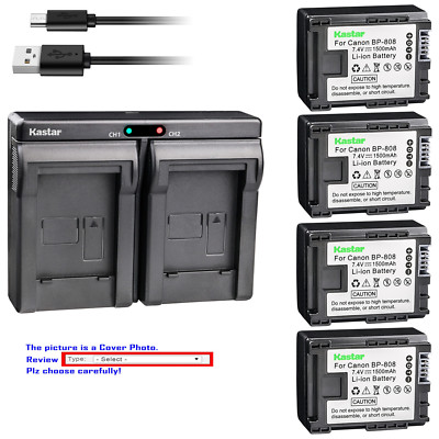 Kastar Battery Dual Charger for Canon BP-808 CG-800 Canon VIXIA HF100 Camcorder