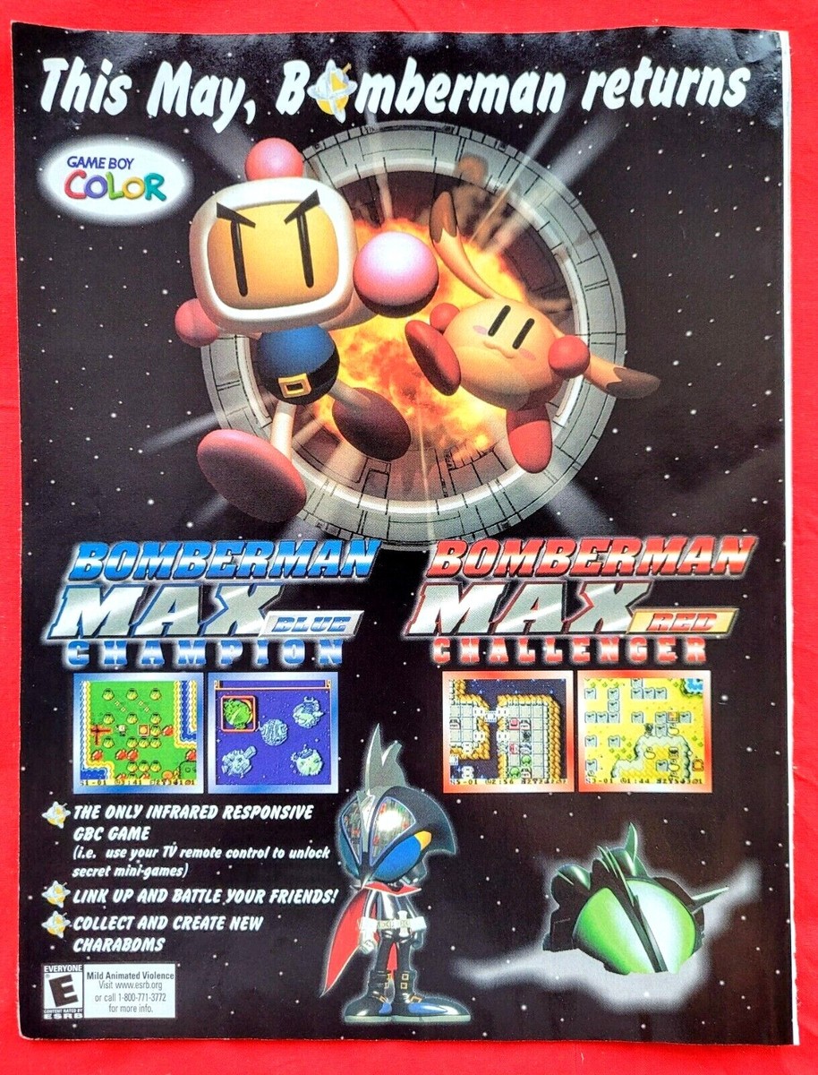 RARE! 2000 BOMBERMAN MAX Campion Challenger Nintendo Video Game