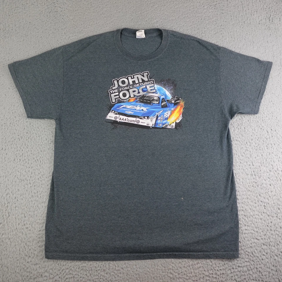 Camisa John Force Para Hombre XL Gris NHRA Drag Racing The Force Returns 16x Gráfico Foto 2 de 4