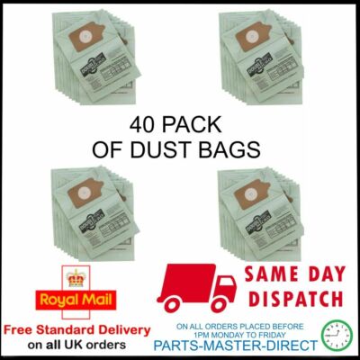 FITS NUMATIC HENRY HETTY VACUUM CLEANER HOOVER GREEN DUST BAGS 40 PACK pmd