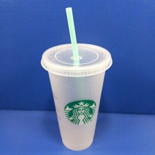Starbucks Cold Cup Frosted Plastic Reusable Venti 24 Oz. Tumbler With Straw