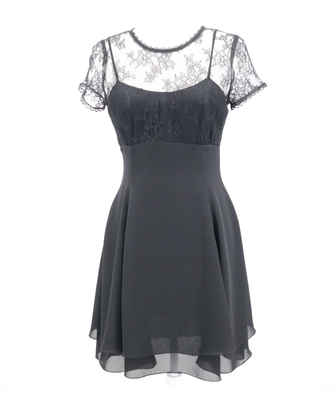 Jessica Mcclintock Mesh Lace Dress Womens 9/10 Black Whimsigoth Witchy Vintage