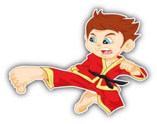 Karate Boy Fighter Car Bumper Sticker Decal - 3'', 5'' or 6''
