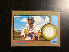 2022 Topps Heritage Clubhouse Collection Relics Gold /99 Ronald Acuna Jr #CCR-RA