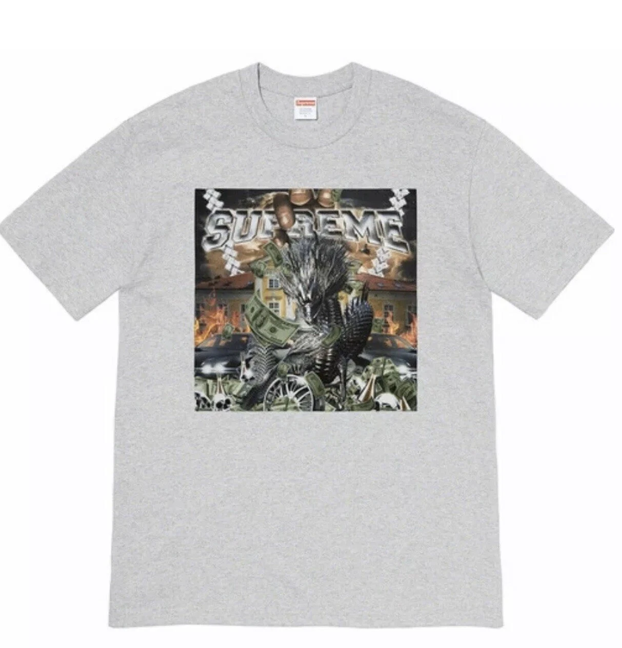 T shirt Supreme Dragon blanc SS20 taille moyenne gris bruyère