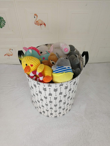 19. 7 Inches Large Laundry Basket Waterproof round Cotton Linen Collapsible Stor - 第 5/12 張圖片