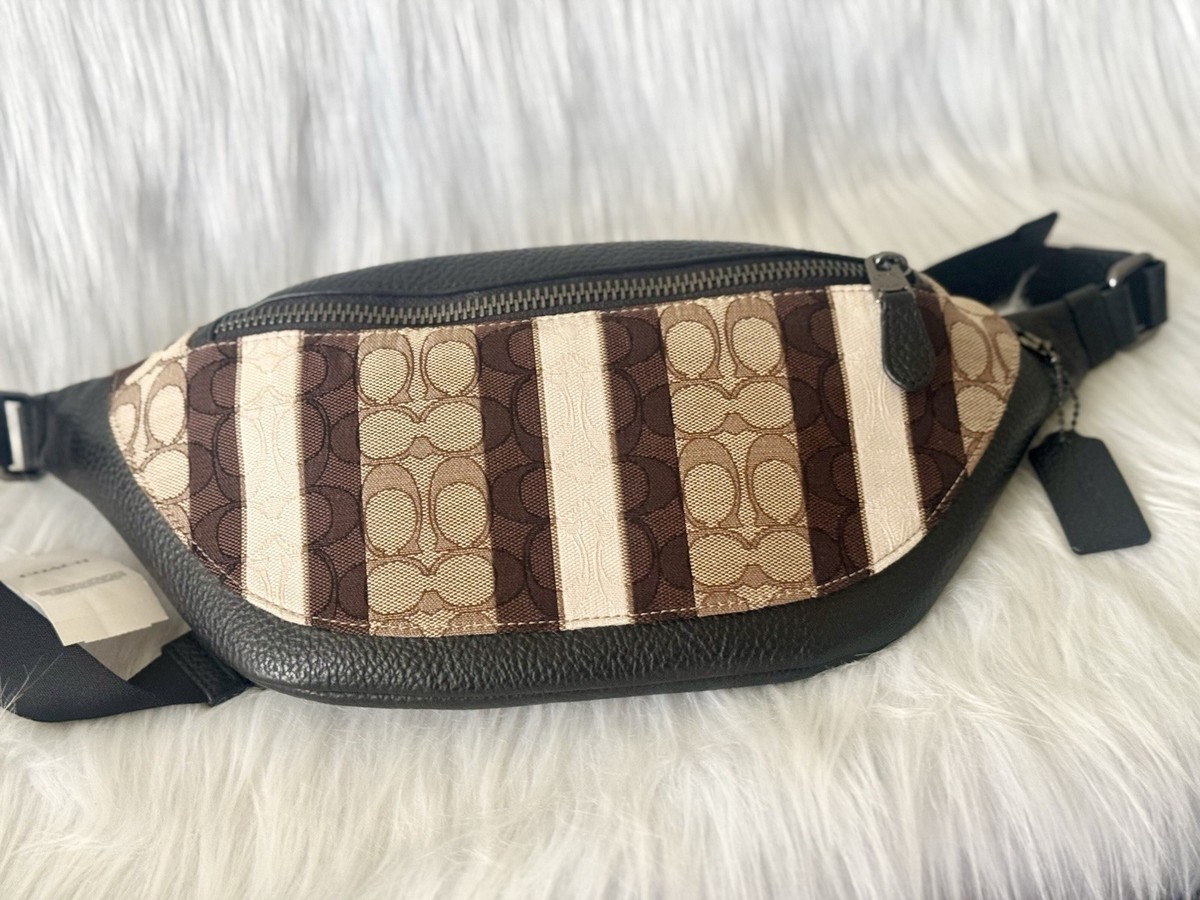NWT COACH Warren Belt Bag In Signature Jacquard With Stripes C5292