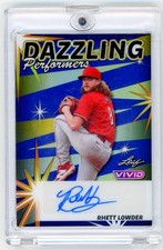2024 Leaf Vivid #DP-RL1 Rhett Lowder Dazzling Performers Prismatic Navy Blue #/7