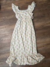 Vintage Girl's Prairie Dress Pretty Floral Birds Size 10 Boho Hippy