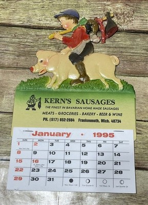 Kern's Sausages Frankenmuth 1995 Die Cut Hog Pig Calendar Advertising 