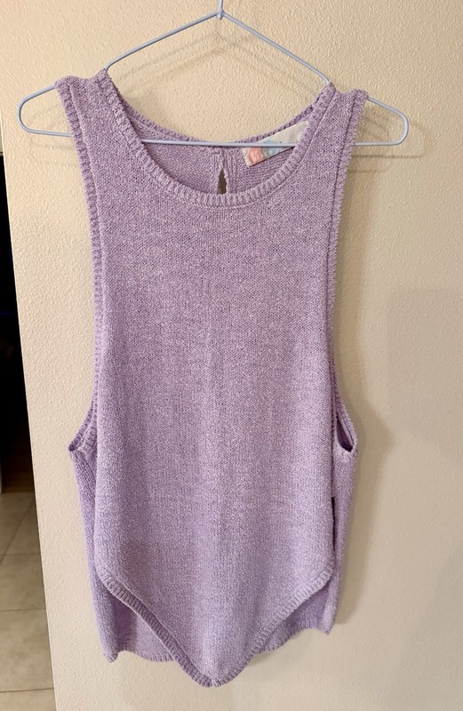 Free People Beach Lilac Knit V-Neck Sweater Tank Top Small