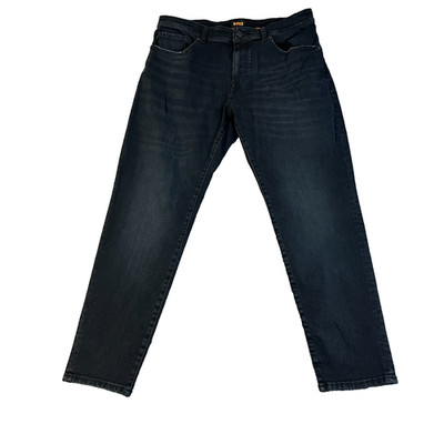 Hugo Boss Herren Jeans W34 L30 Slim Tapered Fit Stretch Anthrazit Waschung Zip Fly Onyx