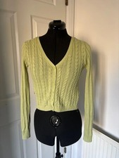 Hollister Green Cable Knit Cardigan Size S Cropped Long Sleeve