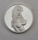 Vintage 1 oz .999 Fine Silver Nude Lady Curvy Art Round Woman Lifting Top Coin