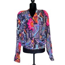 80s Vintage CAROLE LITTLE Womens Jacket Top Floral Retro Granny Core size 10