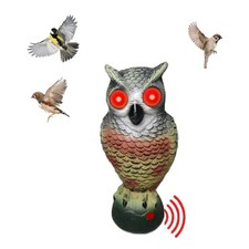Realistic Owl Scarecrow Bird Scarer W/Sound Repellent Pest Outdoor Garden Decor