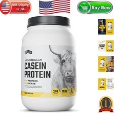 Levels 2LB Micellar Casein Protein - Natural Vanilla, No Added Sugars, USA Made