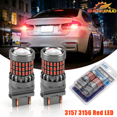 SHENKENUO 3157 3057 Red LED Strobe Flashing Tail Brake Light Stop Parking Bulbs