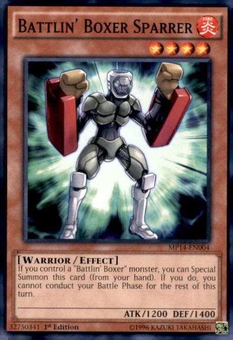 Battlin' Boxer Sparrer MP14-EN004 YuGiOh 2014 Mega-Tin Mega Pack trading card — raw and PSA graded price guide