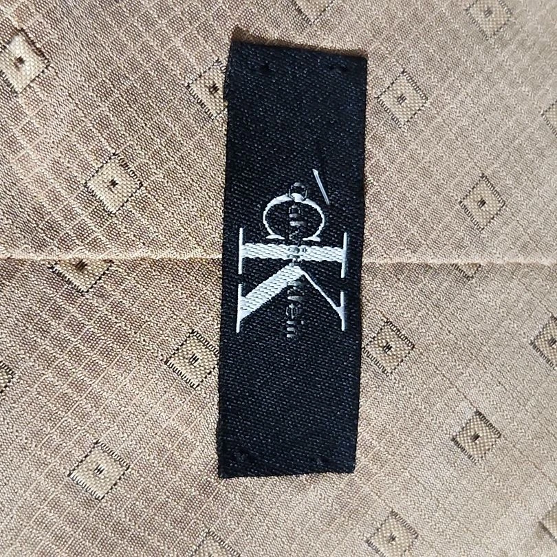 Corbata de Seda Calvin Klein 60 Pulgadas Marrón Tostado Geométrica Cuadrada Negocios Formal Foto 4 de 4
