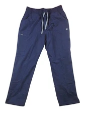 FIGS Scrub Pants Womens Large Petite Navy Technical Collection Drawstring Cargo