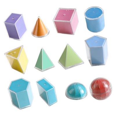 12 Pieces 3D Geometric Solids Shape Recognition Portable Manipulatives Boys
