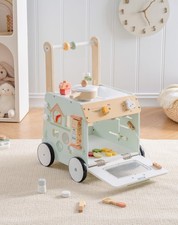 Wooden Baby Walker with Activity Centre and Play Kitchen