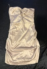 TRAC Champagne, Satin Body Con Strapless, Satin Dress Party Cocktail Size S
