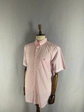 Gant Mens Button Down Shirt Size XL Pink White Gingham Pattern Short Sleeve