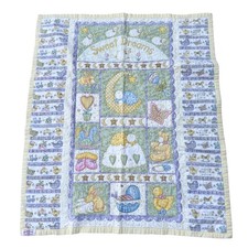 Vintage Baby Blanket Quilt Sweet Dreams Pastel Nursery Animals Moon Stars