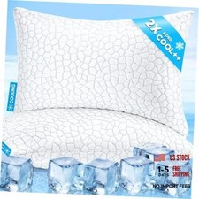 Cooling Pillows Queen Size Set of 2 Shredded Memory Foam Pillows for Side Back