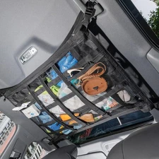 Car Ceiling Cargo Net with 3 Pockets31.5"x21.6" Car Overhead Storage Mesh Org...
