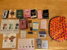 Ulta Sephora Beauty Makeup Sample Lot 22 Items w/ bag Est e Lauder, Buxom,