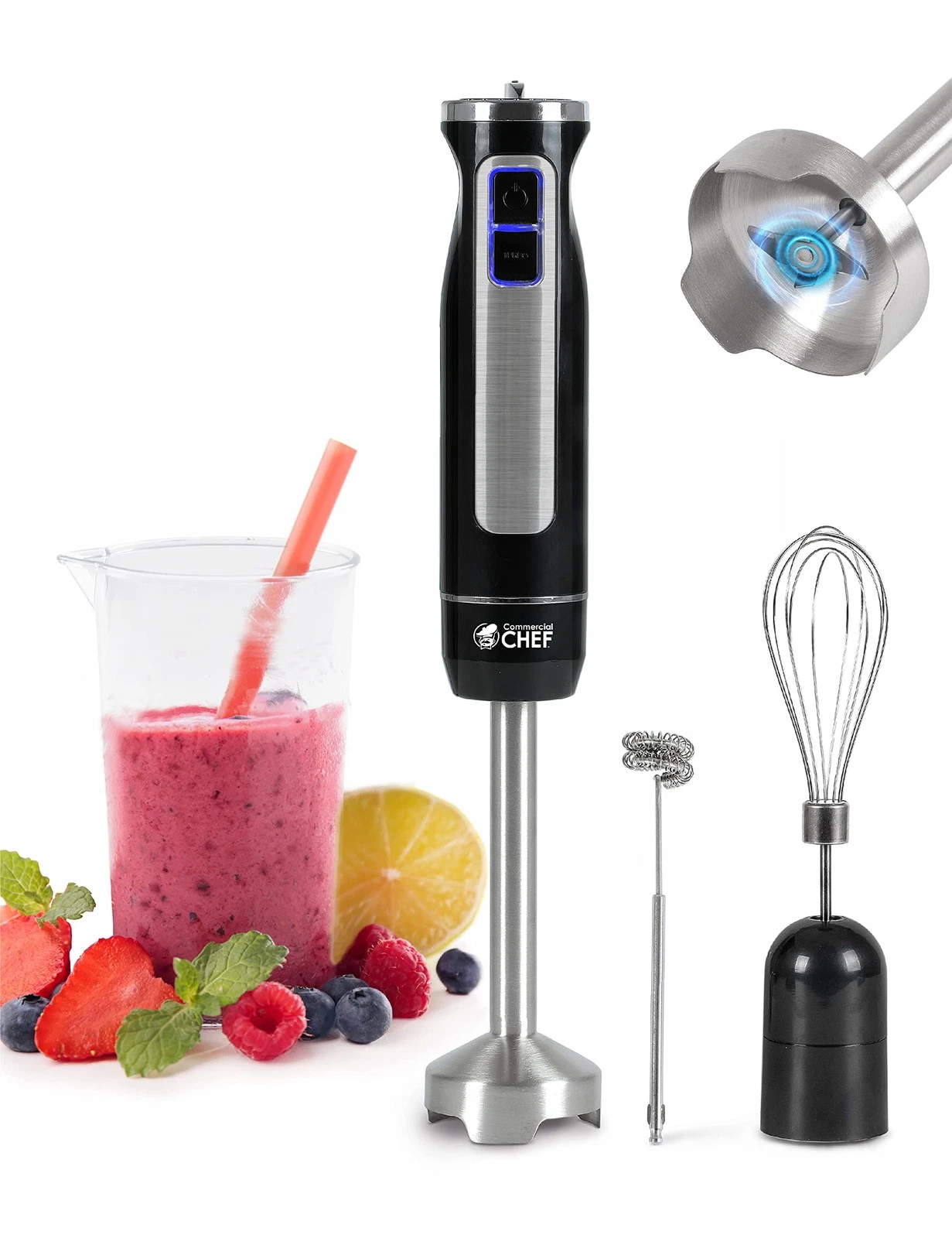 Multi-Purpose Immersion Hand Blender with Detachable Stainless Steel Blending...