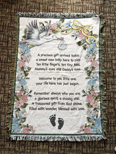 Baby Newborn Tapestry Throw Stork Nursery Shower Gift Blanket 51 x 37  