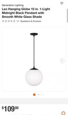Leo Hanging Globe 10 in. 1-Light Midnight Bla...
