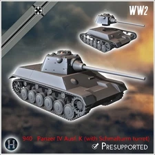3DPrinting 1/72 German Panzer IV Ausf. K (with Schmalturm turret) tank Unpainted