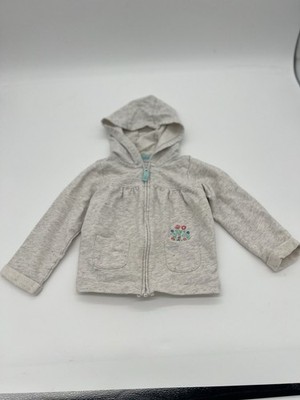 Carter's Baby Girl Gray Floral Hooded Jacket With Pockets 24 Months