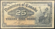 1900 CANADA DOMINION PAPER MONEY - 25 CENTS BANKNOTE!