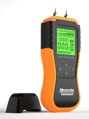 Mecurate Digital Pin Type Wood Moisture Meter with 3 Colored Indicators, Moistur