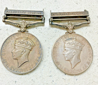2 X PALESTINE 1945 48 MEDAL 14045950 SIGMN J B KEOHANE R.SIGGS SPELL MISTAKE
