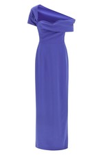 CAROLINA HERRERA Column Blue Polyester Dress New & Authentic
