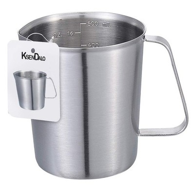 KSENDALO SUS304 Stainless Steel Measuring Cup Pitcher, 500ML, Silver 