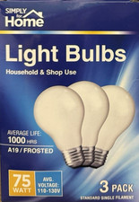 3 75W Simply for Home Frosted White Glass A19 Light Bulbs w/Standard Medium Base