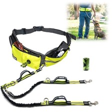TAKSIN Hands Free 2 Dog Leash System w/ Reflective Bungee  Waste Pouch