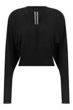 RICK OWENS Tower Black V Cropped Cotton Top New & Authentic