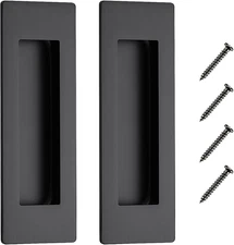 2 Pack Pocket Door Handles, 5.9" Rectangular Recessed Pulls for Sliding Closet a
