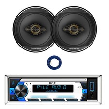 Pyle PLMRL50WB Bluetooth Marine MP3 Receiver, 2x 6.5" 350W Speakers w/Wire